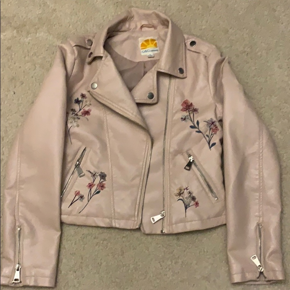 Pink leather jacket size 12
